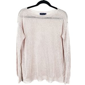 POLO RALPH LAUREN Blush Pink Open Knit Long Sleeve Sweater M